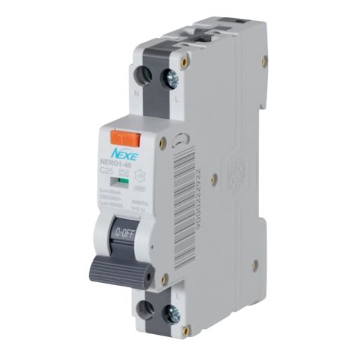 NEXE 1 Pole 25A RCBO Type A 30mA 4.5kA Circuit Breaker NXRCBO25A