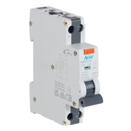 NEXE 1 Pole 20A RCBO Type A 30mA 4.5kA Circuit Breaker NXRCBO20A