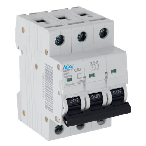 NEXE 3 Pole 63A C Curve 6kA Miniature Circuit Breaker MCB NXCBC363A