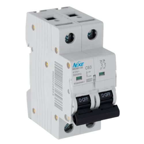 NEXE 2 Pole 63A C Curve 6kA Miniature Circuit Breaker MCB NXCBC63A