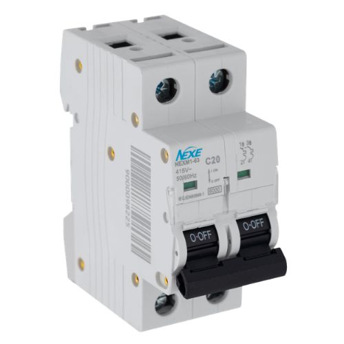 NEXE 2 Pole 20A C Curve 6kA Miniature Circuit Breaker MCB NXCBC20A